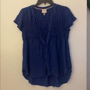 Knox Rose Blue Smocked Shirt